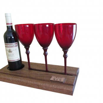 Wine Server with Three glasses. Manufactured in wood finished natural or painted Priced from R350 code W-3
